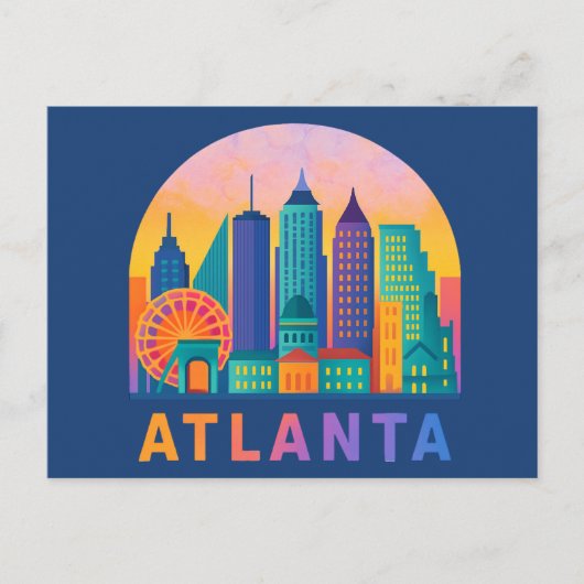 Carte postale Modern Atlanta Georgia Skyline Blue (Devant)