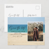 Carte Postale Modern Beach Wedding Photo Enregistrer la date (Devant / Derrière)