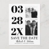 Carte Postale Modern black and white two photo gay Save the Date (Devant)