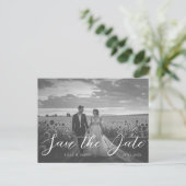 Carte Postale Modern Black & White Photo Save the Date (Debout devant)