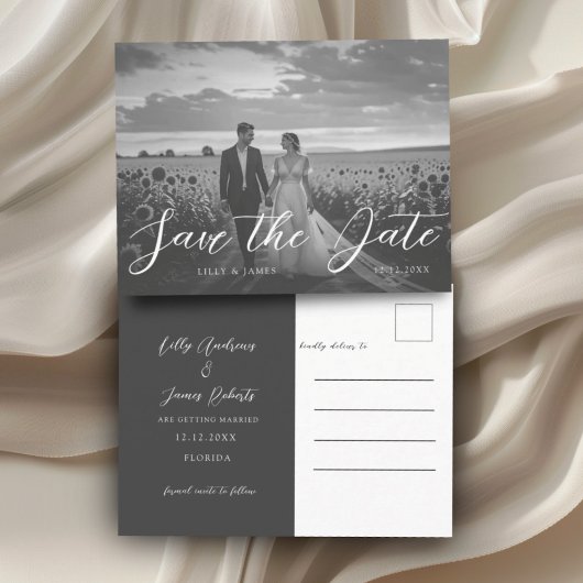 Carte Postale Modern Black & White Photo Save the Date