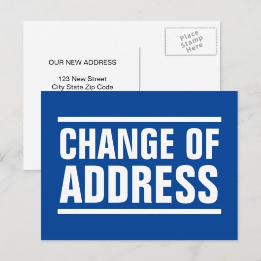 Carte Postale Modern bold typographiy change of address moving (Devant / Derrière)