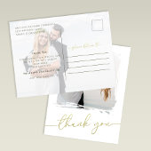 Carte Postale Modern Brush Photo Gold Script Wedding Thank You