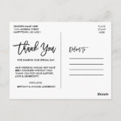 Carte Postale Modern Brush Script | Mariage Photo Merci W (Dos)