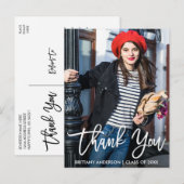 Carte Postale Modern Brush Script Remerciement de fin d'études W (Devant / Derrière)