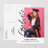 Carte Postale Modern Calligraphy Photo Graduation Invitation (Devant / Derrière)
