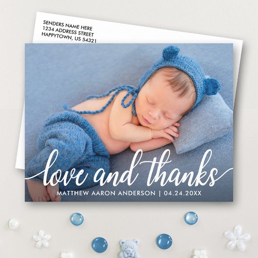 Carte Postale Modern Calligraphy Script New Baby Love Thanks W