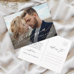Carte Postale Modern Chic Calligraphy Wedding Photo Thank You<br><div class="desc">Elegant and stylish thank you postcard. Perfect for weddings,  birthdays,  graduations,  and other events.  For more advanced customization of this design,  please click the BLUE DESIGN TOOL BUTTON.</div>