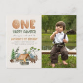 Carte Postale Modern Cute One Happy Camper Photo 1er anniversair (Devant)