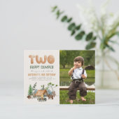 Carte Postale Modern Cute Two Happy Camper Photo 2e anniversaire (Debout devant)
