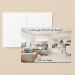 Carte Postale Modern Dream Accueil Réalisateur immobilier<br><div class="desc">Vous cherchez ce rêve chez vous ? Nous pouvons aider. Ces intérieurs de maison propres et modernes peuvent vraiment attirer un client immobilier lorsqu'ils recherchent un agent immobilier. Ajoutez les informations de votre agence immobilière au verso de ces mailers de marketing. Devenez l'agent immobilier le plus prospère de votre ville...</div>