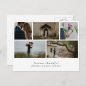 Carte Postale Modern Forever Thankful Simple Cinq photos Mariage (Devant / Derrière)
