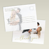 Carte Postale Modern Gold Script Photo Wedding Thank You Card