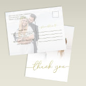 Carte Postale Modern Gold Script Photo Wedding Thank You Card