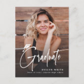 Carte Postale Modern Grad Cap Script Simple Photo Graduation (Devant)