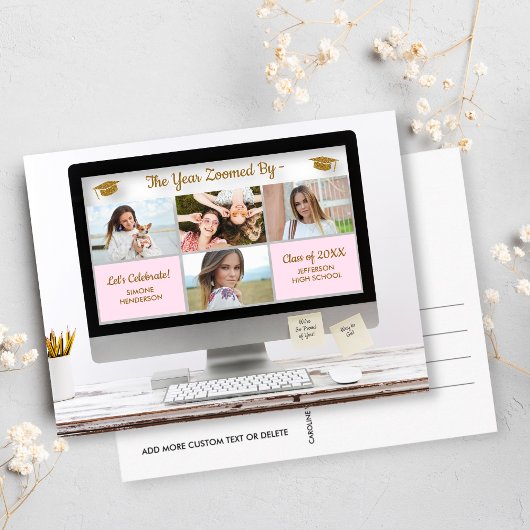 Carte Postale Modern Grad Photo Collage Funny Graduation Party