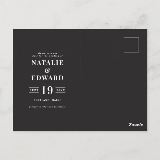 Carte Postale Modern, graphic, typography save the date (Dos)