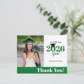 Carte Postale Modern Green Photo Graduation Thank You (Debout devant)