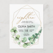 Carte Postale Modern green rustic greenery 18th birthday elegant (Devant)