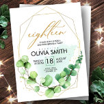 Carte Postale Modern green rustic greenery 18th birthday elegant<br><div class="desc">Make your 18th birthday party a stylish and contemporary affair with our Gold and Green Elegant Floral Girl Invitation! This invitation features a beautiful watercolor floral design in pastel shades, accented with glittering gold and trendy grey tones. The brush script and calligraphy typography adds a touch of elegance, while the...</div>