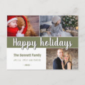 Carte Postale Modern Happy Holidays Script 3 Photo Collage (Devant)