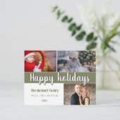 Carte Postale Modern Happy Holidays Script 3 Photo Collage (Debout devant)