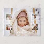 Carte Postale Modern Happy Holidays Thin Line Border 5-Photo (Devant)