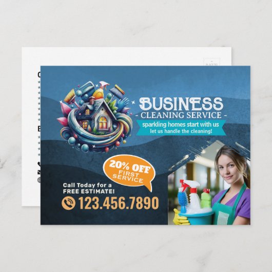 Carte Postale Modern House Cleaning Maid Service Housekeeping (Devant / Derrière)