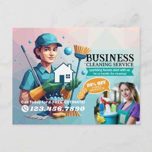 Carte Postale Modern House Cleaning Maid Service Housekeeping (Devant)