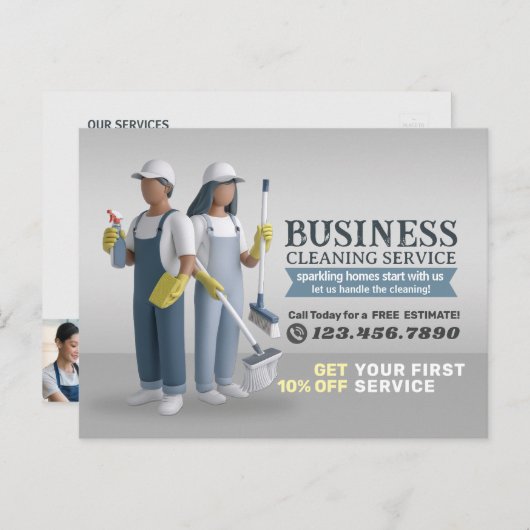 Carte Postale Modern House Cleaning Maid Service Housekeeping (Devant / Derrière)