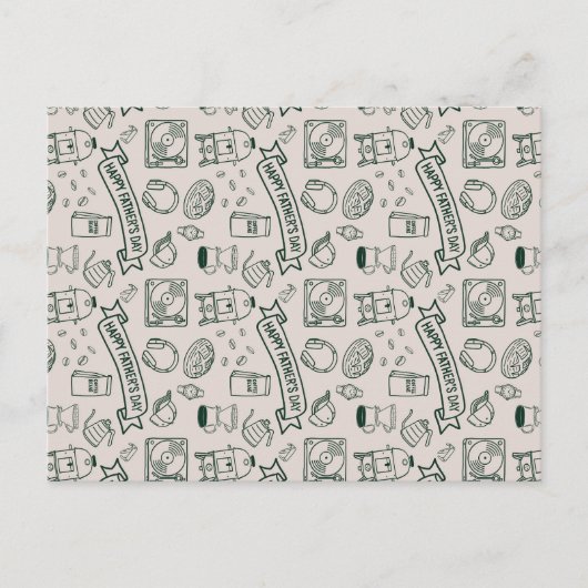 Carte Postale Modern Millennial Dad Doodle Pattern Father's Day (Devant)