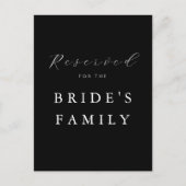 Carte Postale Modern Minimalist Black Reserved Wedding Sign (Devant)