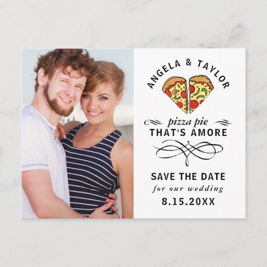 Carte Postale Modern Pizza Love Black Script Photo Enregistrer l (Devant)