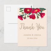 Carte Postale Modern red gibier rose thank you (Devant / Derrière)