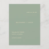 Carte Postale Modern Sage Green Simple Wedding Save the Date (Devant)