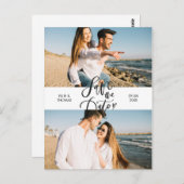 Carte Postale Modern Save the Date 2 Photo Collage Script (Devant / Derrière)