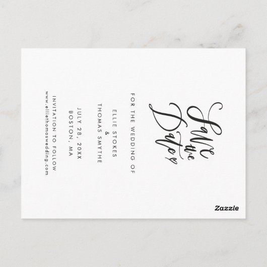 Carte Postale Modern Save the Date 2 Photo Collage Script (Dos)