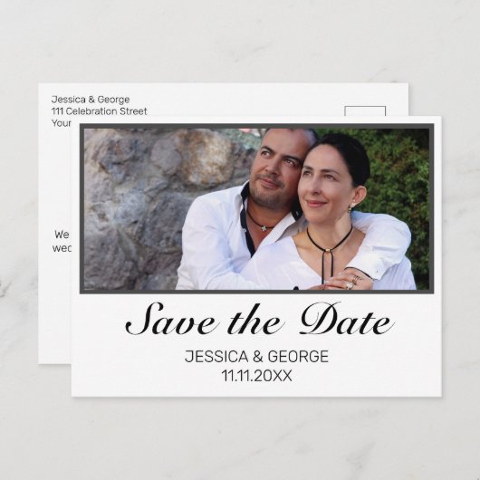 Carte Postale Modern Save the Date Faire-part de mariage Photo (Devant / Derrière)
