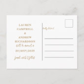 Carte Postale Modern Save the Date Gold Text (Dos)