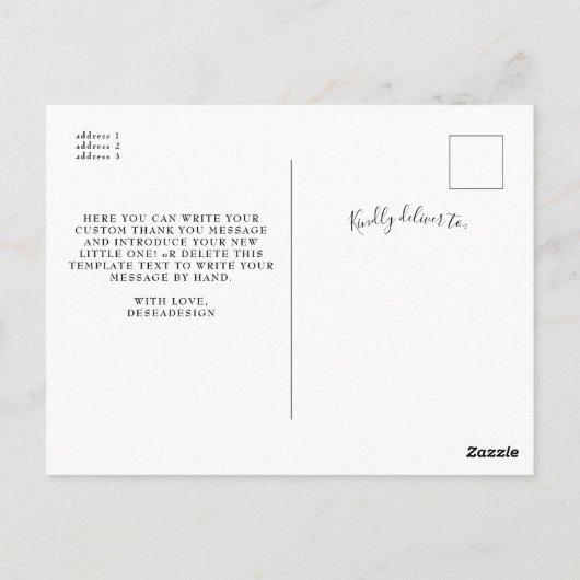 Carte Postale Modern Script 10 Photo Collage Nouveau Merci bébé (Dos)