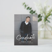 Carte Postale Modern Script Casual Photo Graduation Announcement (Debout devant)