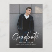 Carte Postale Modern Script Casual Photo Graduation Announcement (Devant)