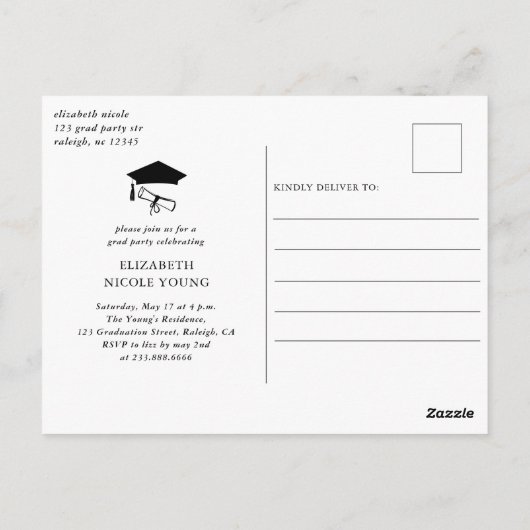 Carte Postale Modern Script Graduate Photo Arch Graduation Party (Dos)