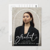 Carte Postale Modern Script Graduate Photo Arch Graduation Party (Devant / Derrière)