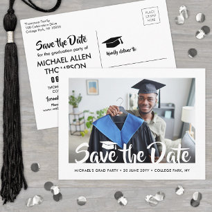 Carte Postale Modern Script Graduation Party Photo Enregistrer l