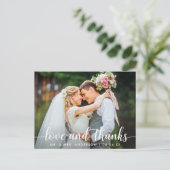 Carte Postale Modern Script Love Merci Mariage Couple Photo (Debout devant)