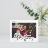 Carte Postale Modern Script Merry Christmas Photo (Debout devant)