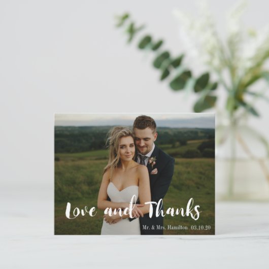Carte Postale Modern Script Photo Love and Thanks (Debout devant)