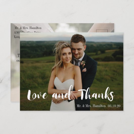 Carte Postale Modern Script Photo Love and Thanks (Devant / Derrière)