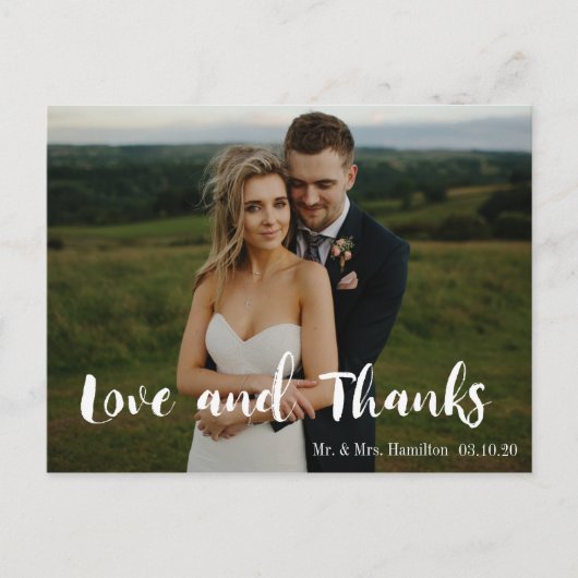 Carte Postale Modern Script Photo Love and Thanks (Devant)